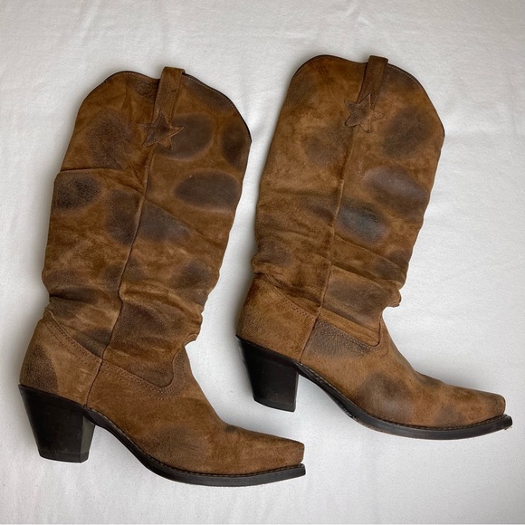 DINGO Suede Soft Leather Slouch Cowgirl Boots - Picture 6 of 17